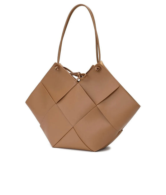 Paris Brown Woven Leather Messenger Bag’