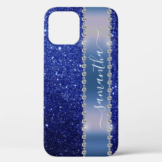Blue Glittery Personalize Phone Case