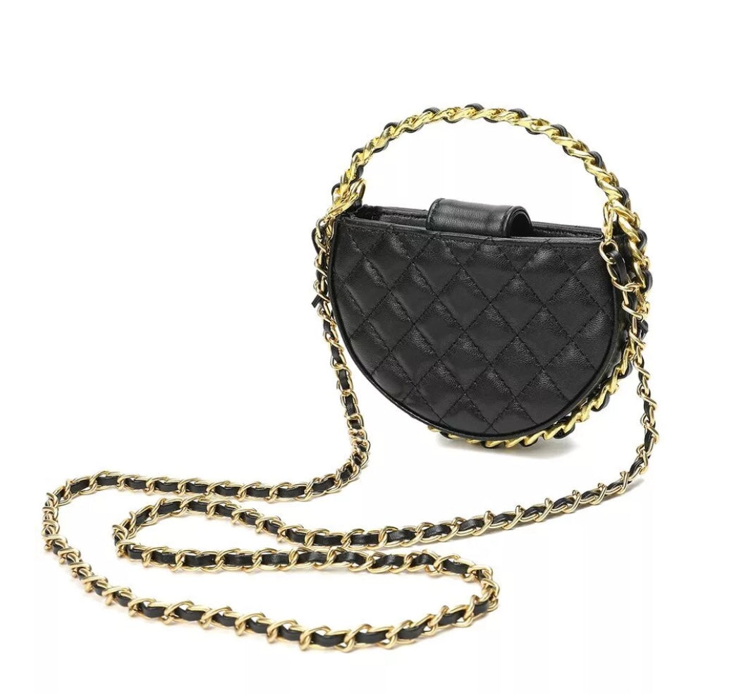 PARIS MINI-LEATHER BOW BLACK/GOLD BAG