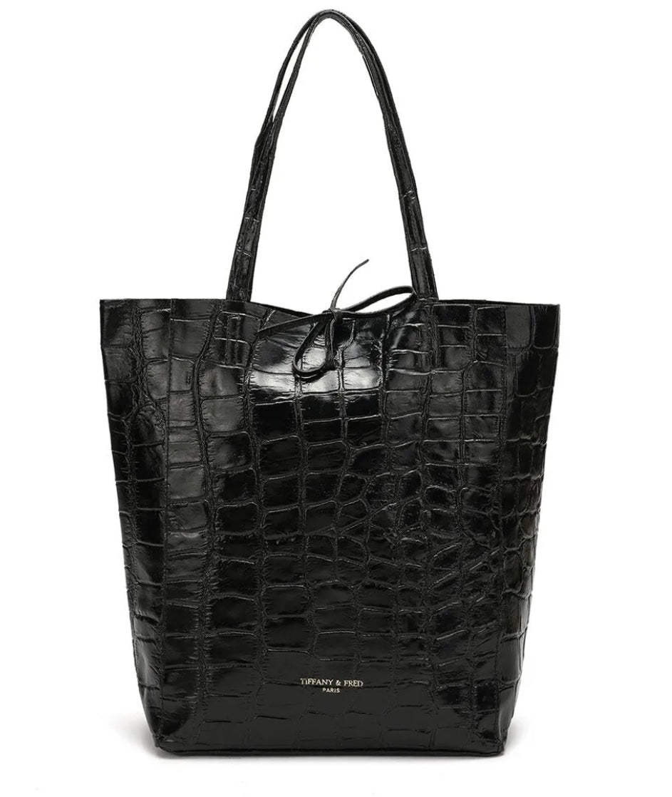 WOMEN’S CROC-EMBOSSED LEATHER TOTE