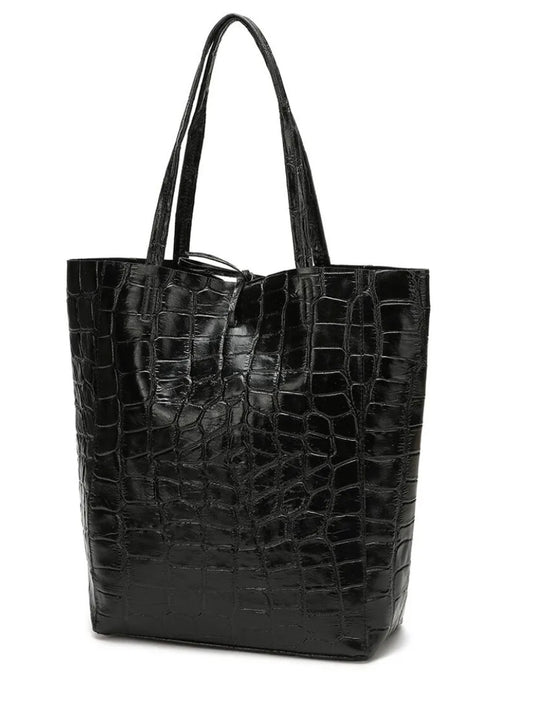 WOMEN’S CROC-EMBOSSED LEATHER TOTE