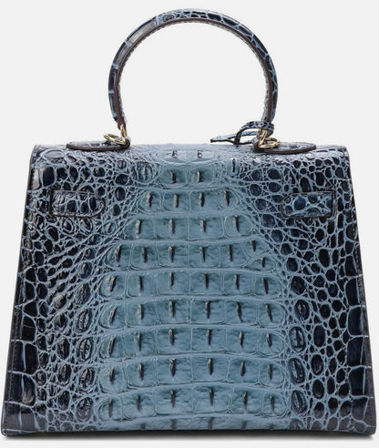 Paris Alligator Embossed Leather Shoulder Bag