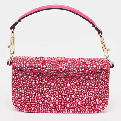 Valentino Magenta Crystal Embellished Small Loco Shoulder Bag