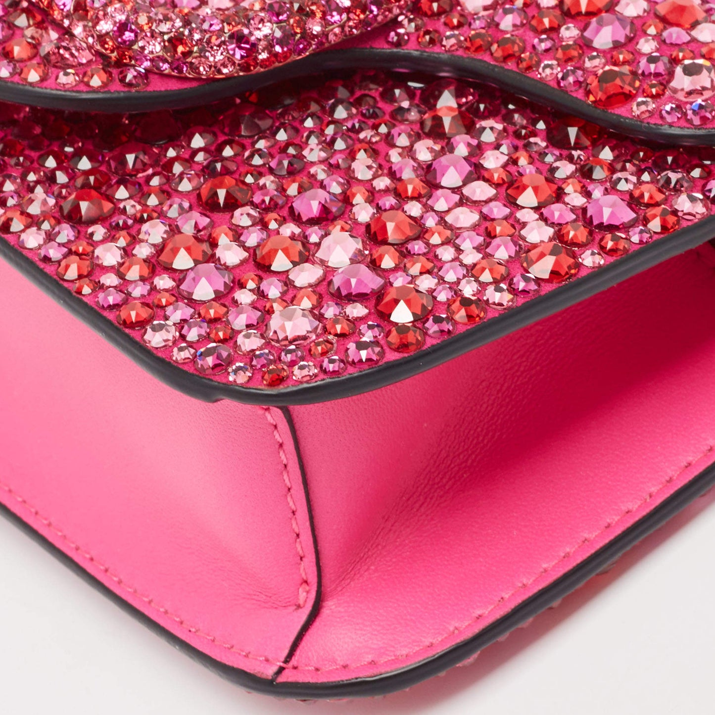 Valentino Magenta Crystal Embellished Small Loco Shoulder Bag